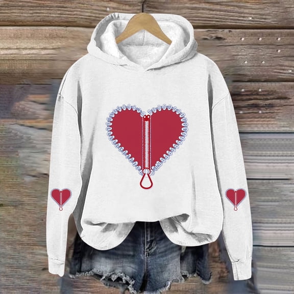 Sentuca Valentines Day Clothes for Girls Hoodies, Long Sleeve Hooded Pullover Sweatshirts, Love Print Graphic Hoodie Size 13-14Years