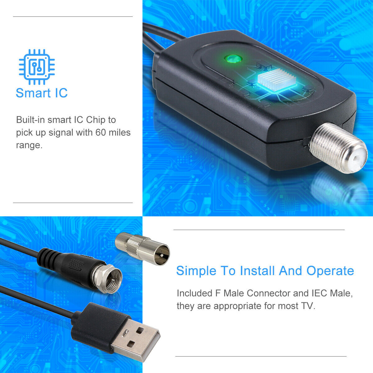 200 Mile Range Antenna TV Digital HD Skylink 4K Antena ...