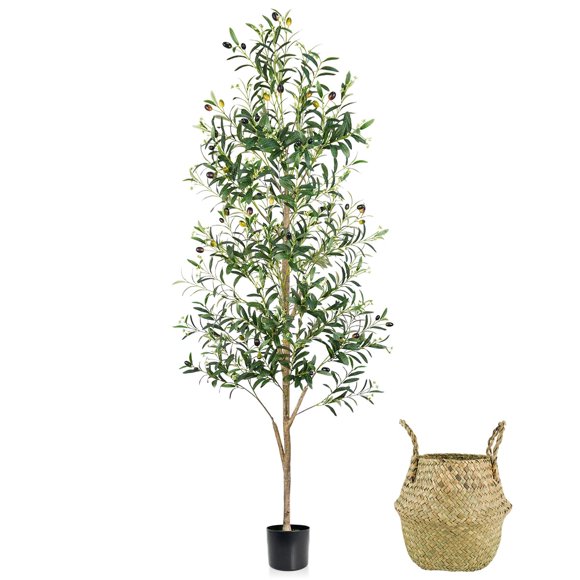 Cacchiles artificiales con forma de olivo, 180 cm, con maceta, 1 paquete