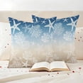 thumbnail image 3 of Blue Brown Ombre Coastal Outdoor Waterproof Pillow Covers, Sea Nautical Summer Beach Starfish Coral Decorative Square Throw Pillowcase Sofa Cushion Sham for Patio/Couch/Chair, 16"x16" 2 Pack, 3 of 8