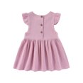 thumbnail image 4 of Zwiiyzr 2025 3M-4Y Infant Toddler Baby Dress Trendy Cute Solid Color Flying Sleeve Soft Sleeveless Button Dress Baby Girl Outfits Purple, 4 of 9