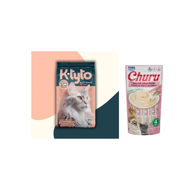 K-tyto 10 Kg + Churu Snack Salmon y Atun 14 g (4 Pzas.)