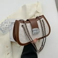 thumbnail image 3 of Small retro high-grade one-shoulder French chain baguette bag is suitable for daily dating.-brown, 3 of 5