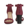 thumbnail image 5 of BLISSFUL STEP Women's Sandals Ankle Strap Scalloped Decor Block Heels Sandals Burgundy 10, 5 of 6