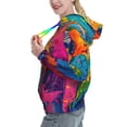 thumbnail image 3 of Yiaed Vibrant Parrot Splash Art Print Womens Casual Hoodies Crew Neck Long Sleeve Sweatshirts With Pocket Pullover Tops Women's Hooded Sweatshirt-Medium, 3 of 5