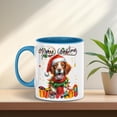 thumbnail image 5 of Merry Christmas Santa Brittany Spaniel Scarf Twinkling Lights Xmas Holiday 11oz Accent Two-tone Mug Brittany Dog Lover Gifts Idea Coffee Tea Cup - 00022, 5 of 5