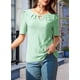 thumbnail image 5 of Blusas Casuales de Verano para Mujer, con Bordados Huecos, de Corta, Color Verde, Talla XXL., 5 of 10