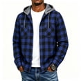 thumbnail image 2 of UDAUDU Men's Flannel Hoodie Shirts Plaid Casual Button Down Long Sleeve Lightweight Hooded Fall Winter Fashion Shirt with Pockets Blue M, 2 of 4