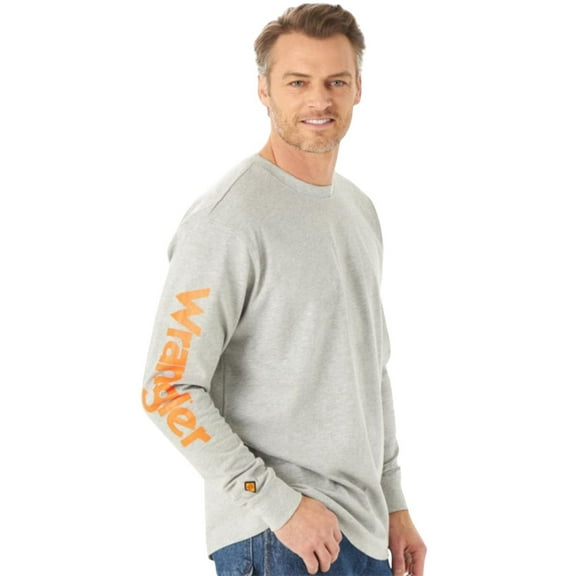 Wrangler Men's Fr Wrench Skull Graphic Long Sleeve Work T-Shirt Heather Grey Medium