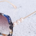 thumbnail image 5 of CIMAXIC Plastic Sunglasses Fashionable Sunglasses Pearls Decorative Personalized Durable Outdoor Square Glasses for Woman (Blue Floral Frame and Tea Color Lens Style),5.91"X2.36"X5.51", 5 of 5