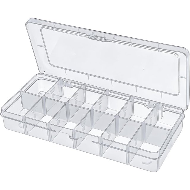 DARUITE Plastic Organizer Box, 12 Grid Storage Box with Removable Dividers, Perfect for Tackle, Craft Supplies, Bead, Small Parts, Sewing Supplies, Clear