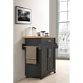 thumbnail image 3 of Hodedah Wheeled Kitchen Island with Spice Rack and Towel Holder, Black/Beech, 3 of 5