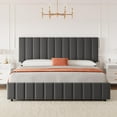 thumbnail image 2 of Garvee Queen Size Platform Bed Frame with 4 Storage Drawers, Linen Upholstered, Adjustable Upholstered Headboard, Wooden Slats Support, No Box Spring Needed, Noise-Free, Easy Assembly, Grey, 2 of 7