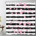 thumbnail image 2 of Black and White Striped Shower Curtain for Bathroom Modern Abstract Stripe and Pink Heart Aesthetic Shower Curtain with 12 Hooks Valentine''s Day Bathroom Curtains Shower Set 72x72 Inch, 2 of 4