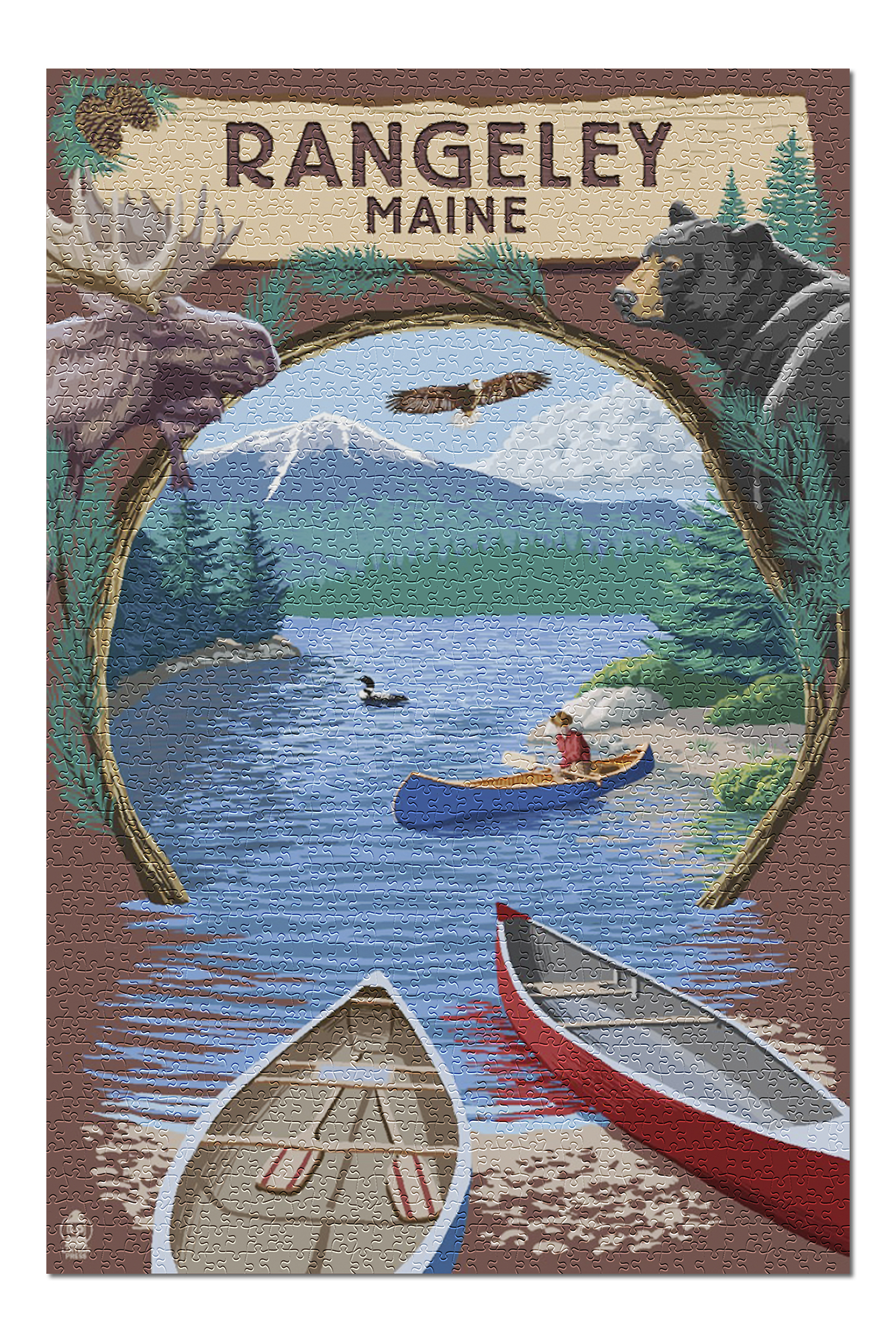 Rangeley, Maine Adirondacks Canoe Scene (20x30 Premium 1000 Piece