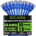 thumbnail image 1 of Cable Ethernet GEARit Cat6 Paquete de 10 Unidades de 46 cm Azul, 1 of 9