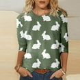 thumbnail image 2 of YanHoo Women's Plus Size Easter 3/4 Sleeve Easter Shirts for Girls Women Fashion Three Quarter Sleeve Tops Casual Printed T Shirt Trendy Sweater for Women, 2 of 5