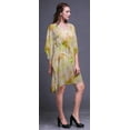 thumbnail image 4 of Bimba Medium Yellow Tie-Dye Light Womens Short Beach Kaftan Beachwear Bikini Coverup Midi Dress-4X-5X, 4 of 5