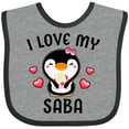 thumbnail image 3 of Inktastic I Love My Saba with Cute Penguin and Hearts Girls Baby Bib, 3 of 4