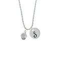 thumbnail image 2 of Delight Jewelry Silvertone Survivor with Pink Ribbon on White Spinners Silvertone Script Initial Disc - S - Charm Necklace, 20"+3", 2 of 4