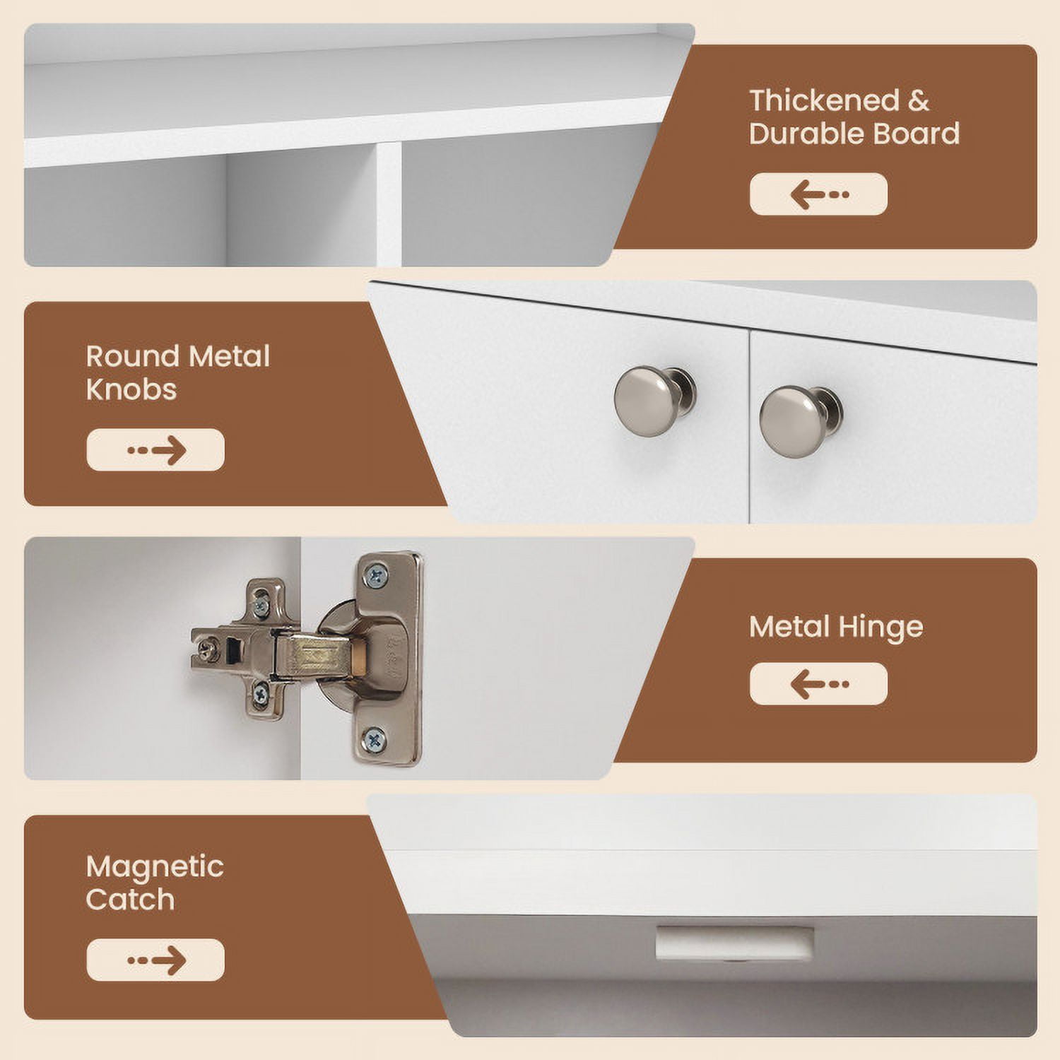 Demi Bonn 66" Tall Double-Door Bookcase with Adjustable Shelf and Storage Cubes, White