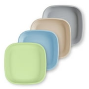 RE-PLAY 4pk 7" Flat Plates | Made in USA | Made from Recycled Milk Jugs | Eco+ (Ice Blue, Sand, Leaf, Grey)