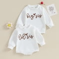 thumbnail image 5 of WUANDIXFA Infant Sweatshirt Fashion Sweatshirt Girls' Sisters Letter Embroidery Long Sleeve Casual Out Sweater Crewneck Sweatshirt,White,2-3 Years, 5 of 9