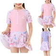 thumbnail image 5 of Odeerbi 6-14 Years Kids Girls One Piece Swim Dress Summer Floral Training Swimdress with Shorts Beach Hawaiian Beachwear Children's Sun Protection Rash Guard Swimsuit, 5 of 5