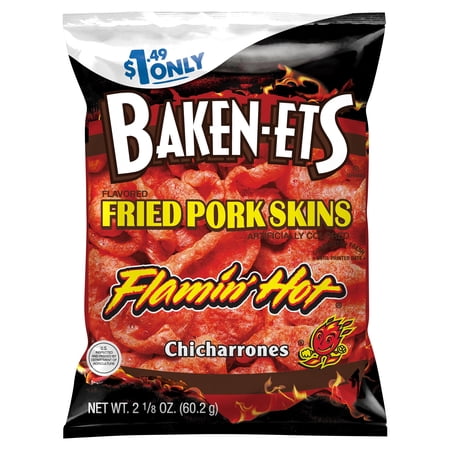 Frito Lay Baken-Ets Flamin' Hot Chicharrones Flavored Fried Pork Skins Snack, 2 1/8 oz
