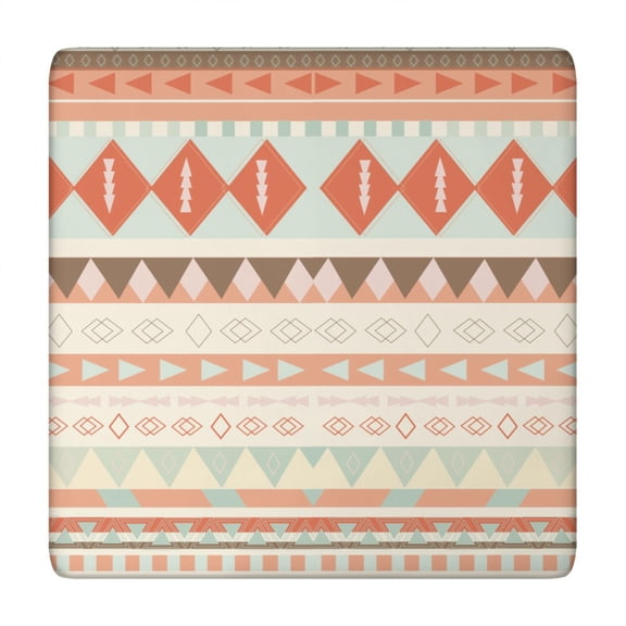 Boho Style Square Table Cover 34x34 Inch with Stretch Elastic Hem, Floral Design for Card Tables and Patio Settings