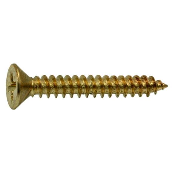 #9 x 1-1/4" Brass Plated Steel Phillips Flat Head Hinge Screws (25 pcs.)