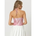 thumbnail image 3 of DARING DIVA Women's Metallic Halter Neck Clubwear Cami Top XL Pink, 3 of 6