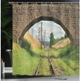 thumbnail image 4 of Ambesonne Rustic Shower Curtain, Bridge Railway Tranquil, 69"Wx84"L, Green Brown, 4 of 5
