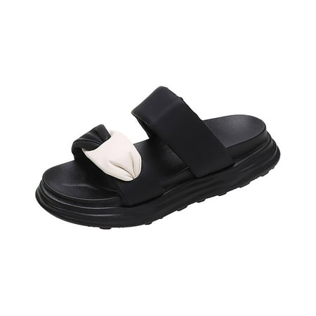 

Cathalem Thick Bottom Women s Sandals Summer Thick Head Fashion Double Women s Sandals Casual Beach Slippers Black 39