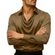 thumbnail image 3 of Ceisia Men Long-Sleeve Dress Shirt Silk with Silver Buttons Decoration Resisting Wrinkles Brown L Gift, 3 of 8