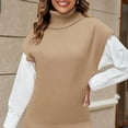 thumbnail image 6 of New Women's Turtleneck Sweater Elegant and Comfortable Sweater Tops Autumn and Winter Casual Loose Knitted Sleeveless Pullover Vest Sweater-Gray-S, 6 of 7