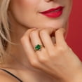 thumbnail image 5 of Gem Stone King 925 Sterling Silver and 10K Yellow Gold Green Nano Emerald and White Lab Grown Diamond Accent Ring for Women (3.01 Cttw, Heart Shape 10MM, Available in Size 5, 6, 7, 8, 9), 5 of 6