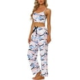 thumbnail image 2 of INSPIRE CHIC Women's 3 Pcs Pajamas Cami Shorts Long Pants Sleepwear Loungewear Pajama Sets S Blue, 2 of 5