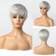 thumbnail image 2 of Pelucas cortas de mezcla de cabello humano gris plateado para mujer, peluca de corte Pixie de cabello natural, ligera/transpirable/suave (color 101) brillar Electrónica, 2 of 5