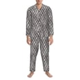 thumbnail image 3 of Yiaed Black White Stripes Print Men’s Pajamas Set - Long Sleeve Button Down Sleep Shirt and Pajama Bottoms Sleepwear Set Mens Pjs Sets Men's Pajama Bottoms-Large, 3 of 7