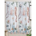 thumbnail image 5 of Seahorse Coastal Living Room Curtains 2 Panel, Summer Beach Ocean Shell Jellyfish Starfish Cafe Window Treatment, Extra Long Farmhouse Bedroom Bathroom Kitchen Curtains Drapes 104"x72", 5 of 6