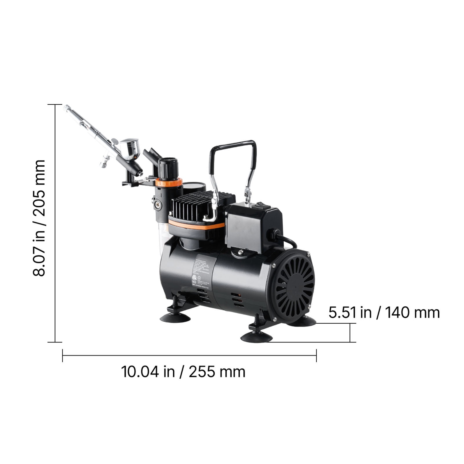 KFFKFF Airbrush Kit with Compressor, 1/6 HP, Includes Dual-Action Airbrush, 3 Nozzles, Hose, Holder, Cleaning Tools, Quiet Operation, Ideal for Cake Decorating, Model Painting, and Nail Art