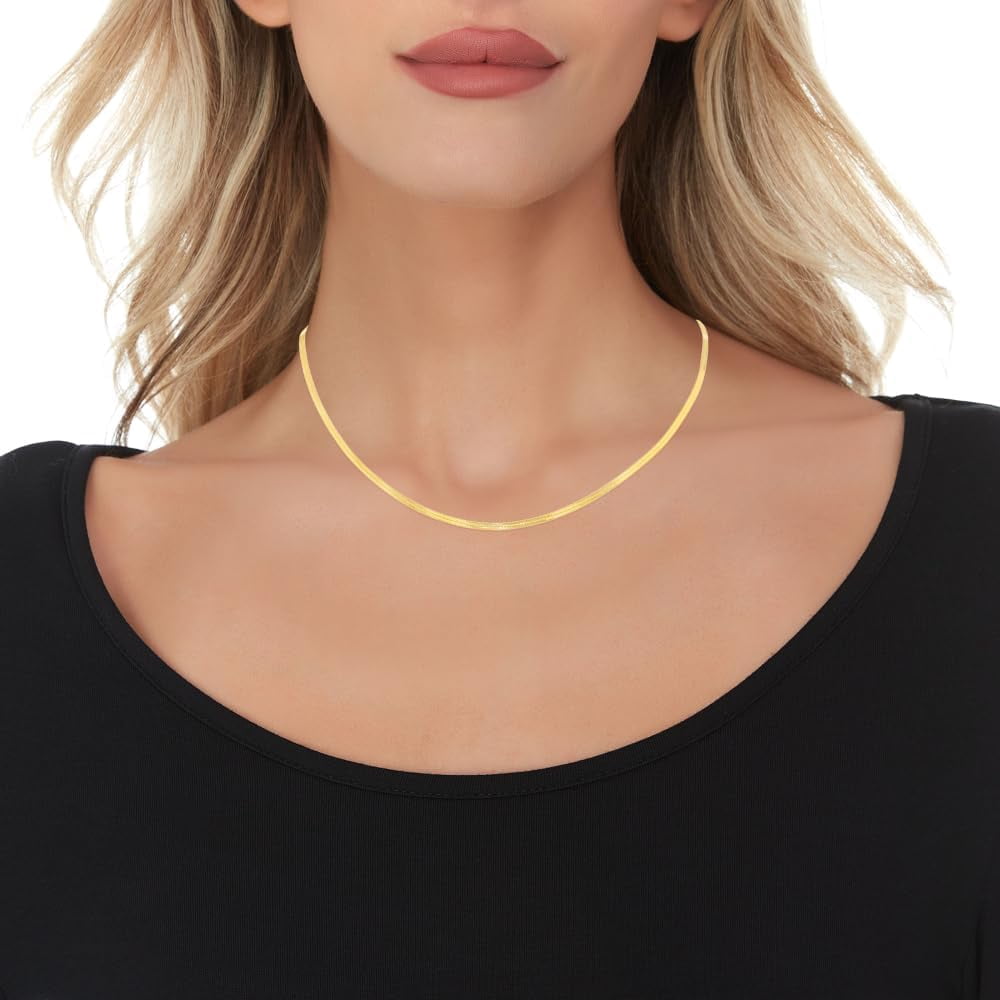 Floreo 10k Yellow Gold 3mm Silky Herringbone Chain Necklace