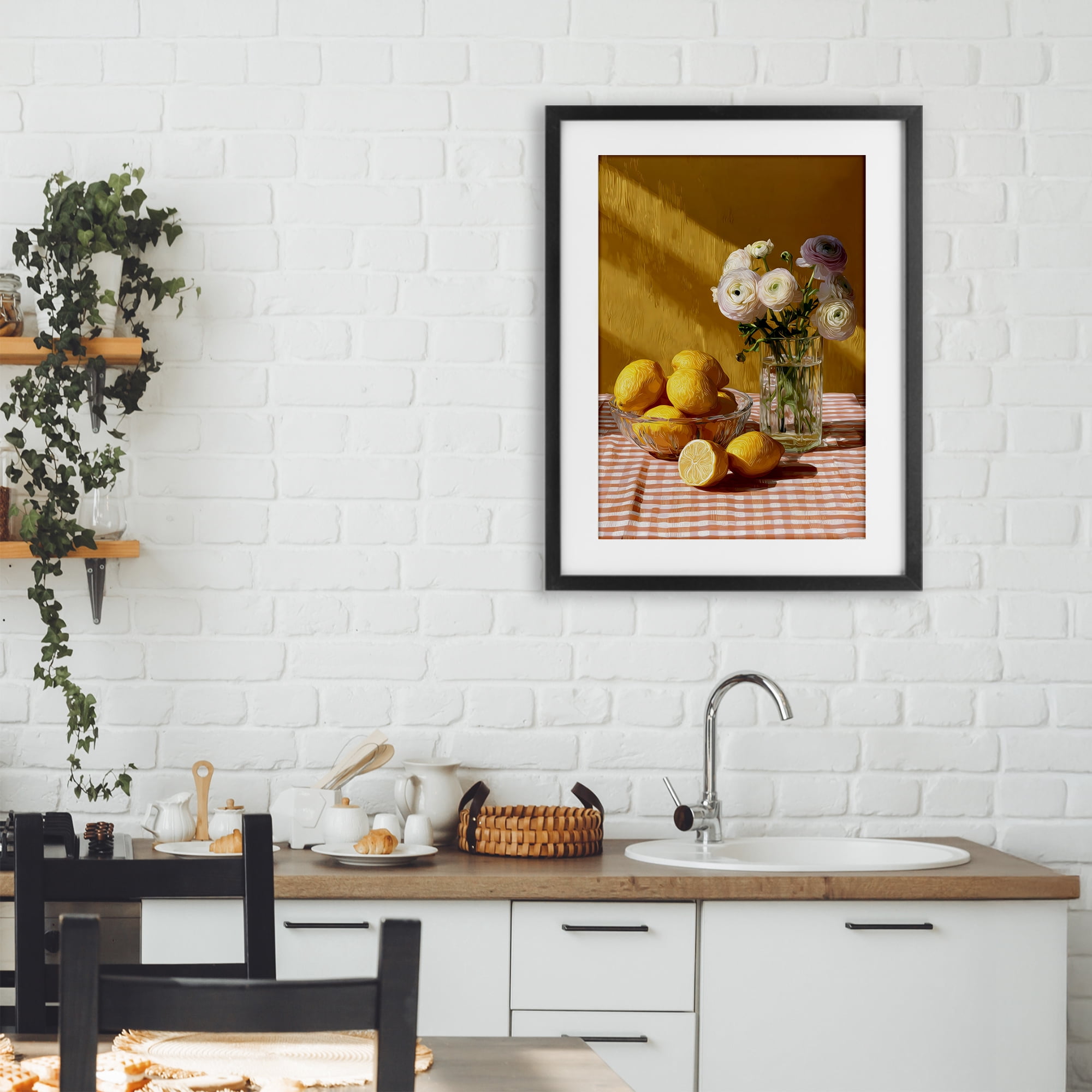 Stupell Industries Lemony Breakfast Arrangement Black Framed Print Under Glass, design by Petal Prints Design