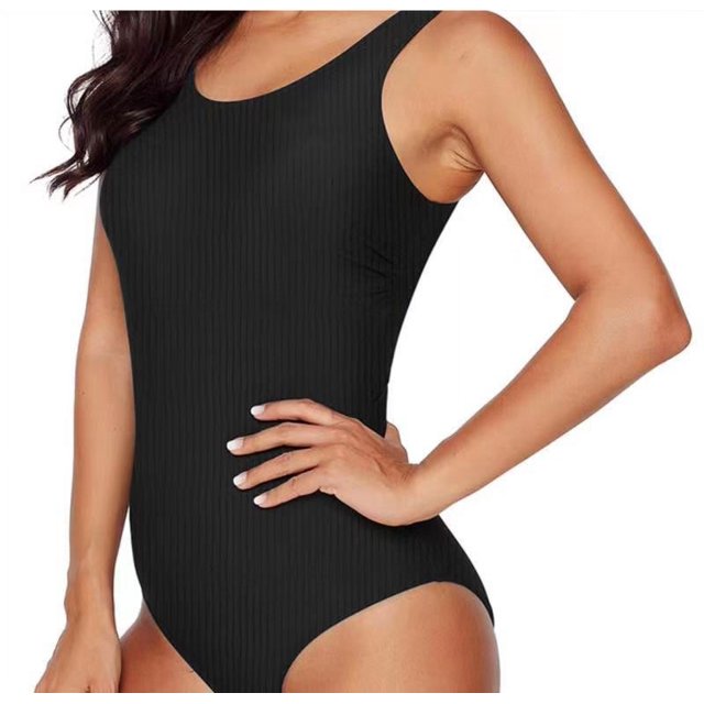 Traje de baño conservador con espalda cruzada, bikini sexy de color sólido, traje de baño de talla grande para mujer