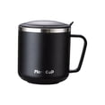 thumbnail image 4 of Tazas de café de acero inoxidable con tapa y asa, taza de café reutilizable con aislamiento térmico, taza de agua del té para barbacoa, pesca, viaje, Negro Soledad Taza de café, 4 of 9