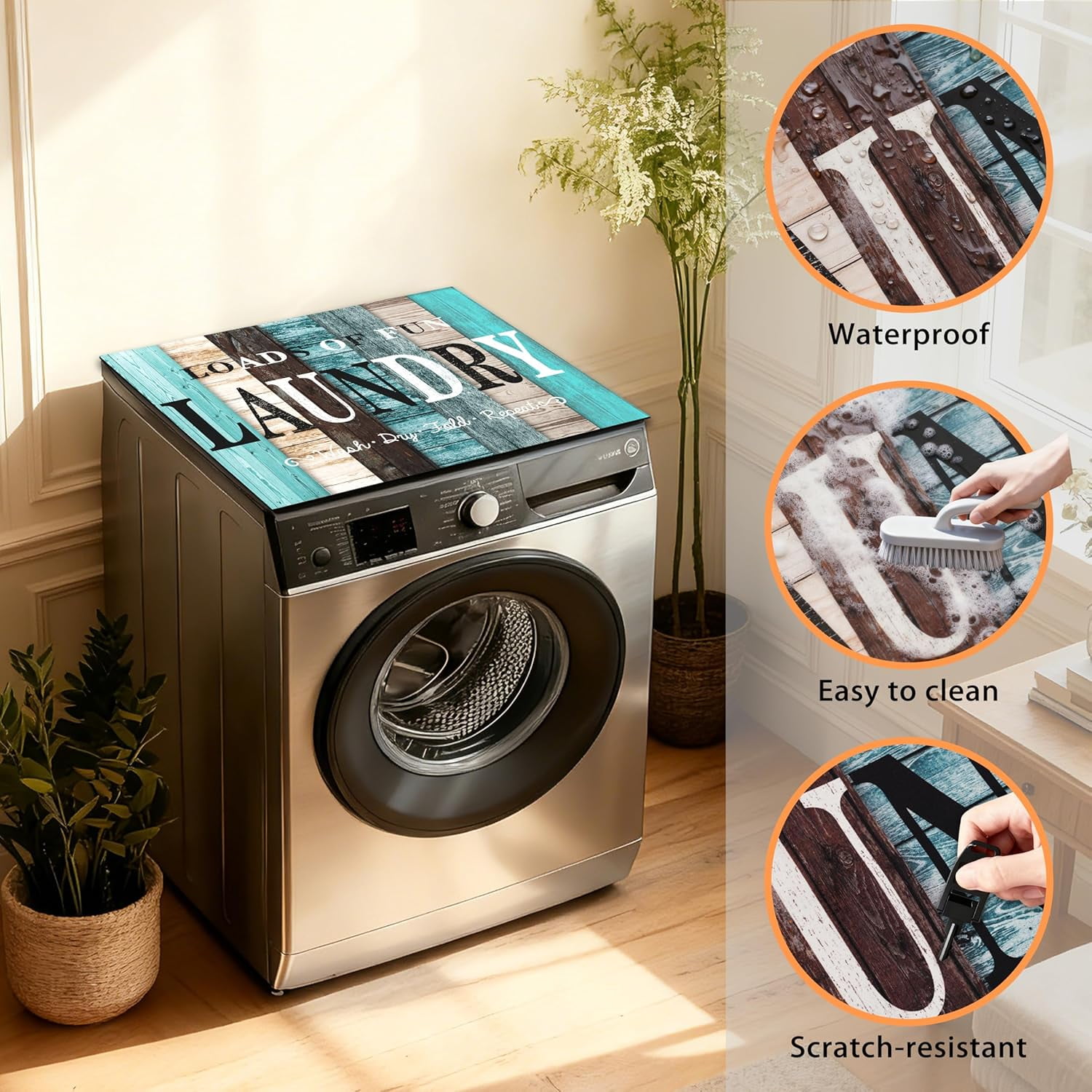 Washer and Dryer Covers for the Top 23.6" X 19.7", Washer and Dryer Top Protector Mat, Non Slip Washing Machine Dust Cover Pad for Laundry Room Kitchen Home Decor