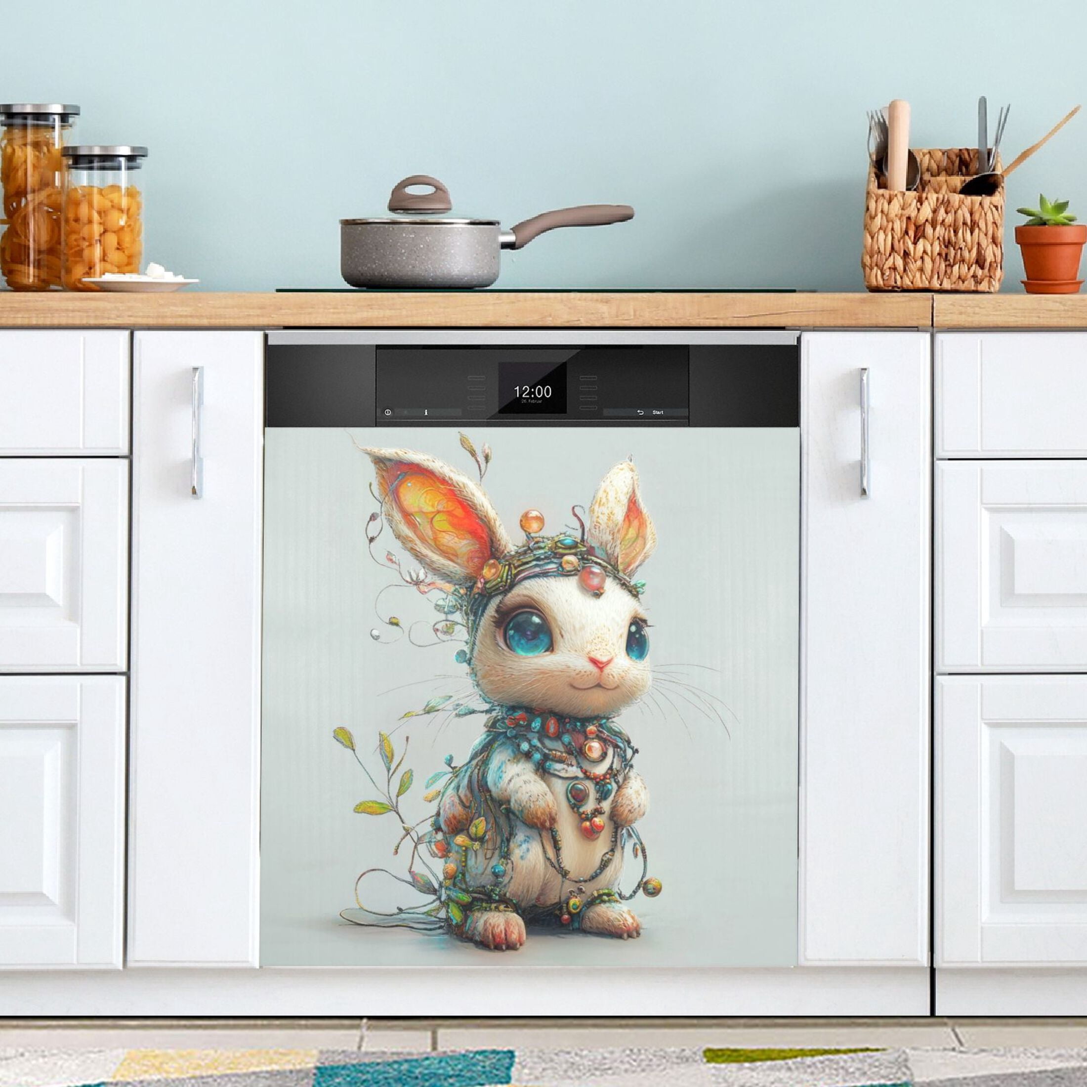 Dishwasher Magnetic Sticker 23x26 Inch Refrigerator Magnetic Sticker Washing Machine Magnetic Sticker Kitchen Panel Magnetic Sticker Home Decor Necklace Rabbit