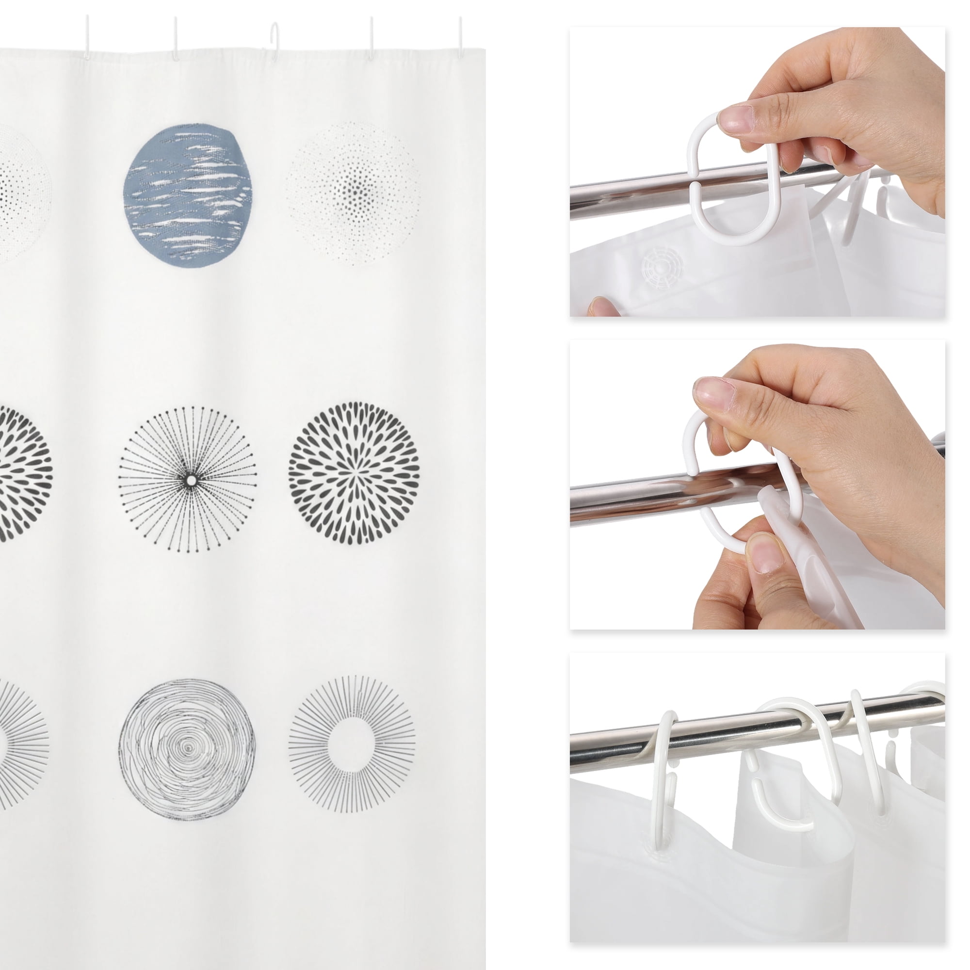 Unique Bargains Durable Waterproof Pattern Lightweight Shower Curtain 70.87x70.87