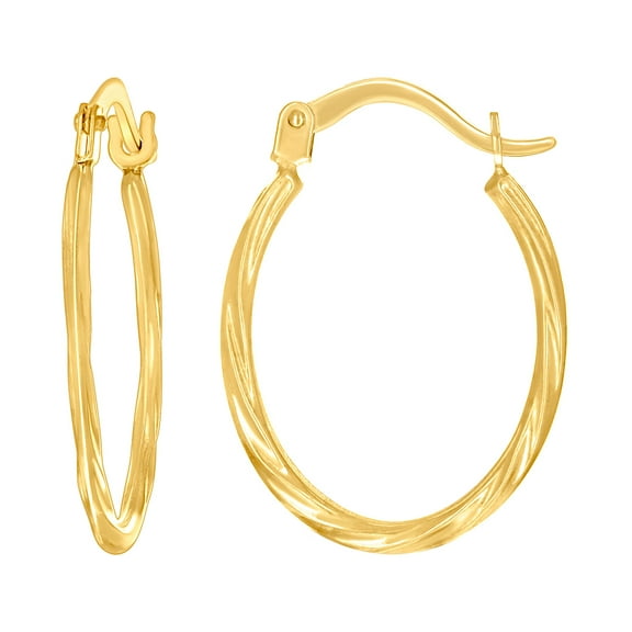 14k Yellow Gold Womens Round Twisted Hoop Earrings 21.7x15.5mm Wide Hoop Earring for Women